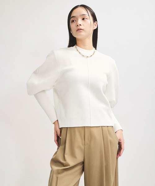 美品　ADAM ET ROPE　ファスナースリットプルオーバー　F　ホワイト ADAM ET ROPÉ FEMME(アダム エ ロペ ファム) / 【セットアップ