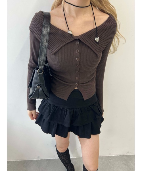 tシャツ ストライプ ボタン オフショルダー Tシャツ ベージュ ブラック 夏服 レディース ストライプ ボタン オフショルダー Tシャツ ベージュ ブラック