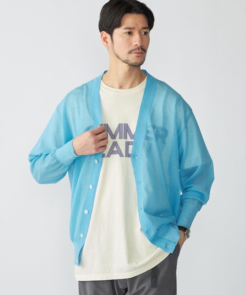 SHIPS（シップス） カーディガン BENCH MARKING SHIRT: シアー ニット