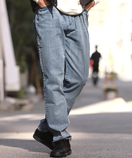 LUXSTYLE ジーンズ ビッグサイズデニムテーパードパンツ BIG