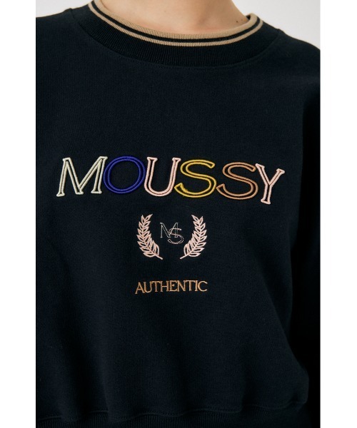 moussy限定スエットブラック ZOZO・一部店舗限定】PATCHED OVAL MOUSSY LOGO プルオーバー