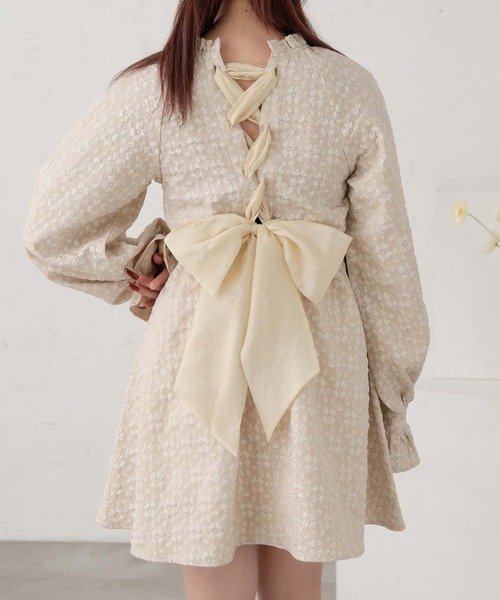 Ambre Neige ワンピース jacquard lace up dress / ジャガード