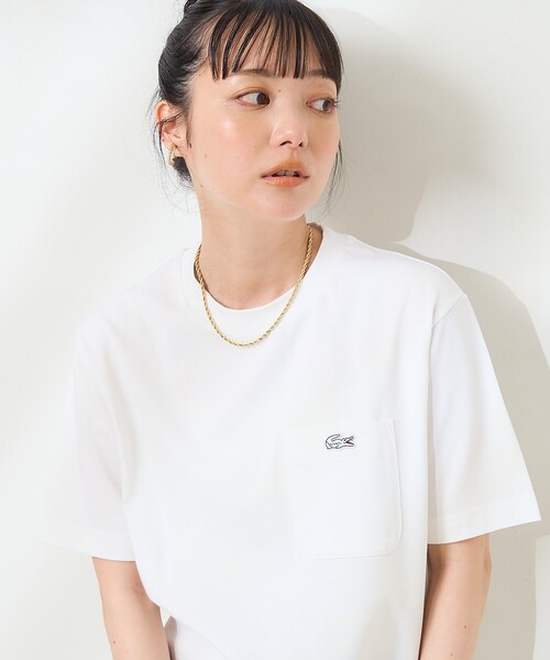 tシャツ LACOSTE/ラコステ ワンポイントポケットTシャツ/アウトラインクロックポケットTシャツ レディース