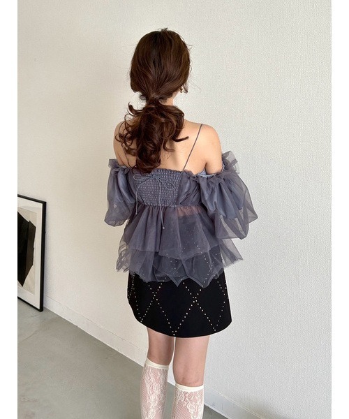 【ヨウ】[L.B CANDY STOCK]ビジューデニムミニスカート リリーブラウン LILY BROWN [L.B CANDY STOCK]ビジュー