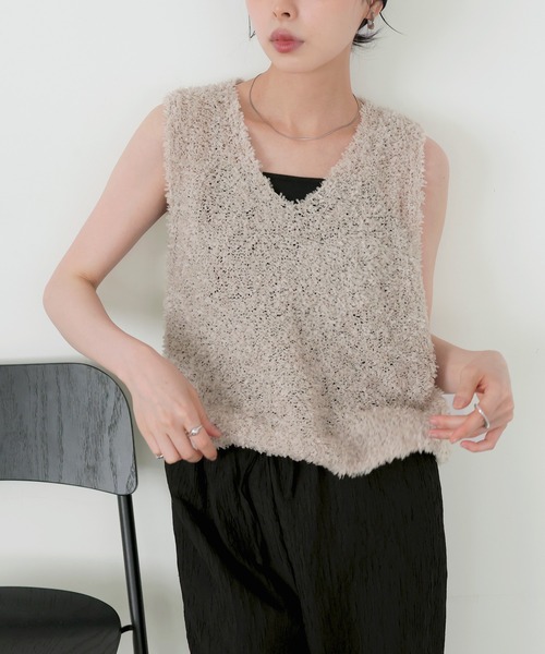 ニット セーター パールフェザーベスト レディース Te chichi ニット セーター パールフェザーベスト レディース