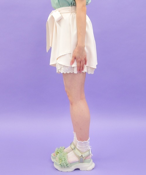 axes femme POETIQUE パンツ コットン裾フリルキュロット レディース