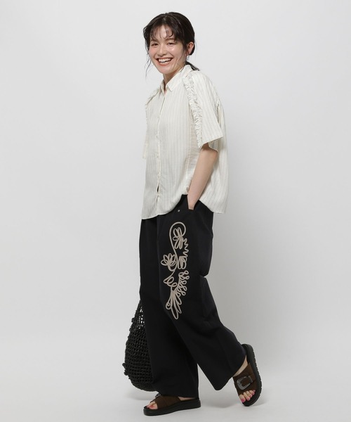 NoRemID 黒刺繍パンツ まもたん様専用。NOREMID サンデザイン刺繍 デニムパンツ medium
