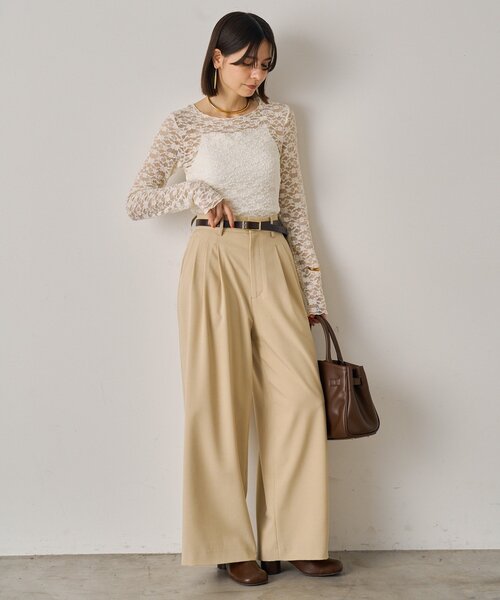 【ゆーさま専用】【Loungedress】タックワイドパンツ【新品未使用】 Loungedress パンツ 3タックワイドパンツ レディース : ZOZOTOWN