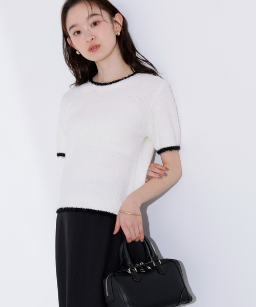 ニット セーター ミニフリンジバイカラーニット レディース N.Natural Beauty Basic ニット セーター ミニフリンジバイ