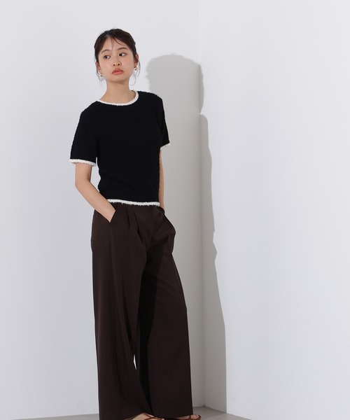 ニット セーター ミニフリンジバイカラーニット レディース N.Natural Beauty Basic ニット セーター ミニフリンジバイ