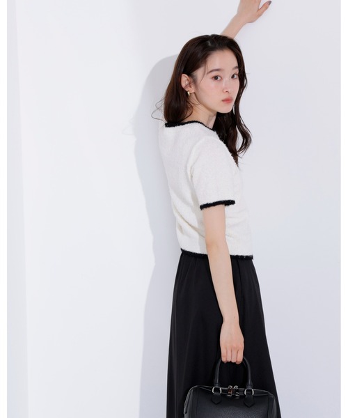 ニット セーター ミニフリンジバイカラーニット レディース N.Natural Beauty Basic ニット セーター ミニフリンジバイ