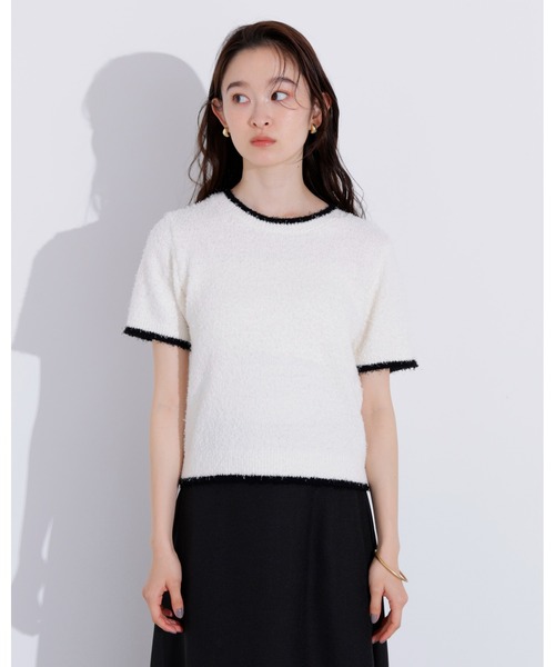 ニット セーター ミニフリンジバイカラーニット レディース N.Natural Beauty Basic ニット セーター ミニフリンジバイ