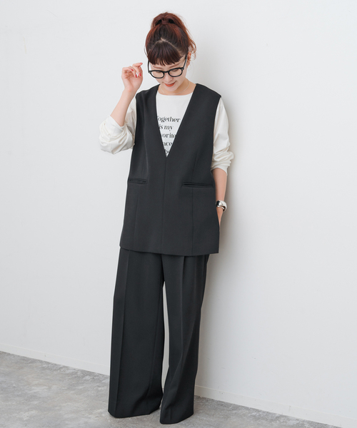 Spick＆Span ベスト ジレ TWカルゼVネックベスト レディース