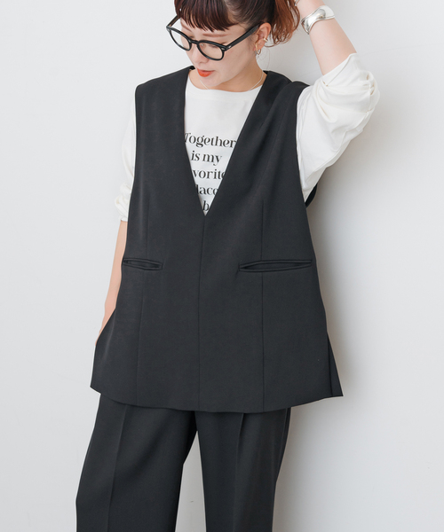 Spick＆Span ベスト ジレ TWカルゼVネックベスト レディース