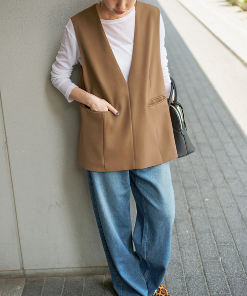 Spick&span Vネックロングベスト　チャコールグレー Spick&span Vネックロングベスト チャコールグレー - メルカリ
