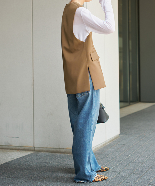 Spick＆Span ベスト ジレ TWカルゼVネックベスト レディース