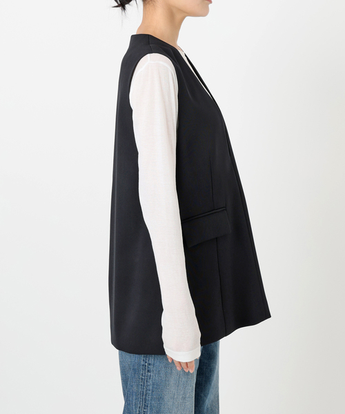 Spick & Span Vネック グレー 黒　ベスト　ジレ Spick＆Span ベスト ジレ TWカルゼVネックベスト レディース