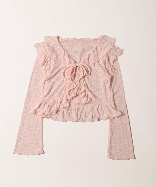 カーディガン 「PHILLY」フリルレースショートカーディガン レディース