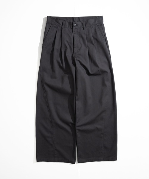 Adoon plain チノパン Two-Tuck Wide Structured Chino Pants