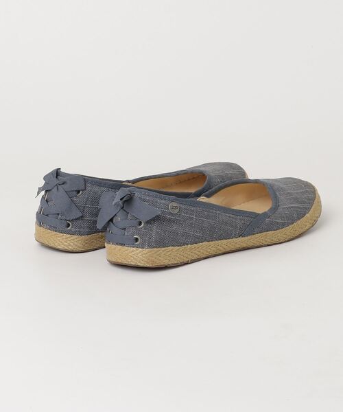 「UGG」 リボンフラットパンプス 24cm ブルー レディース