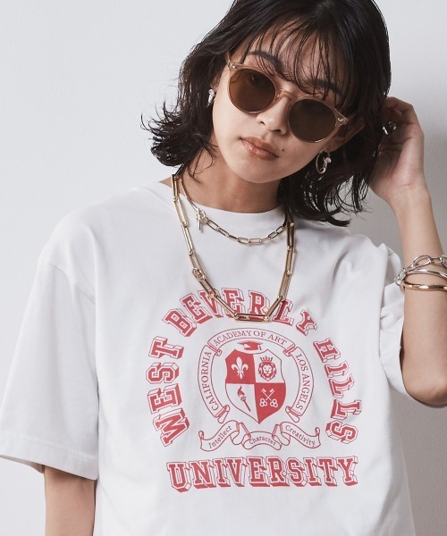 [CHIC STYLE] короткий рукав футболка L бежевый женский 