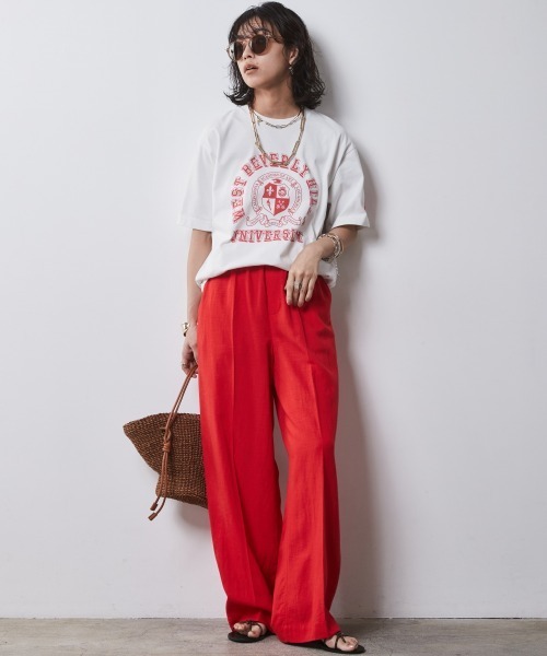 [CHIC STYLE] короткий рукав футболка L бежевый женский 