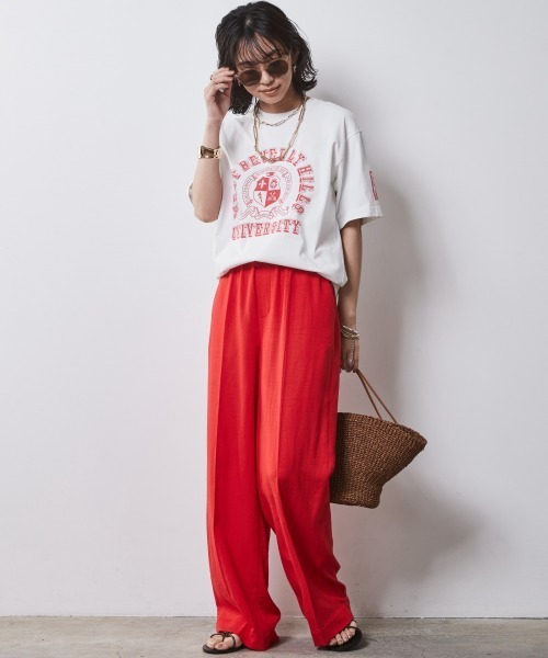 [CHIC STYLE] короткий рукав футболка L бежевый женский 