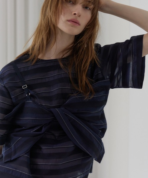 ブラウス シャツ ジャカードシアーストライプキャミトップ / Jacquard Sheer Stripe Cami Top レディース