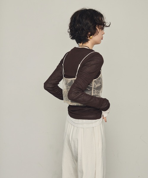 Trish（トリッシュ） キャミソール チュール花柄刺繍ビスチェ