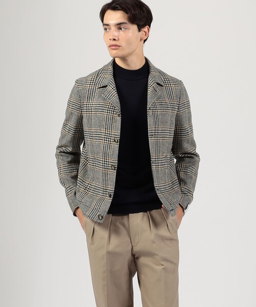 ブルゾン アウター 「別注」CARUSO ウールグレンチェック ショートブルゾン メンズの画像