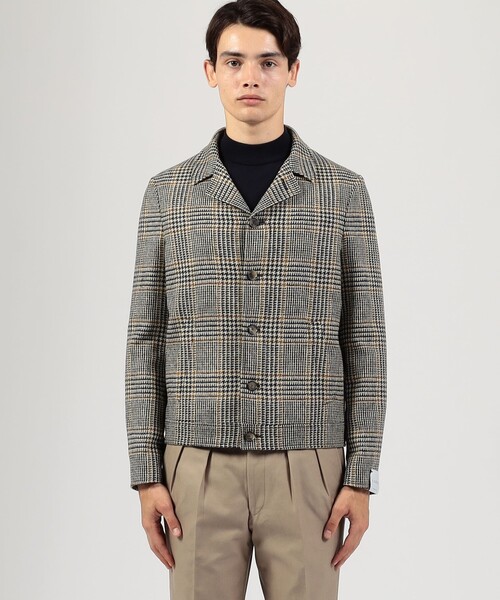 ブルゾン アウター 「別注」CARUSO ウールグレンチェック ショートブルゾン メンズの画像