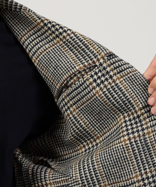 ブルゾン アウター 「別注」CARUSO ウールグレンチェック ショートブルゾン メンズの画像
