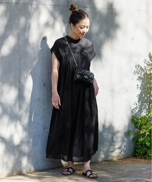 「B.C STOCK」 「Simplicite」半袖ワンピース FREE ブラック レディース_画像3