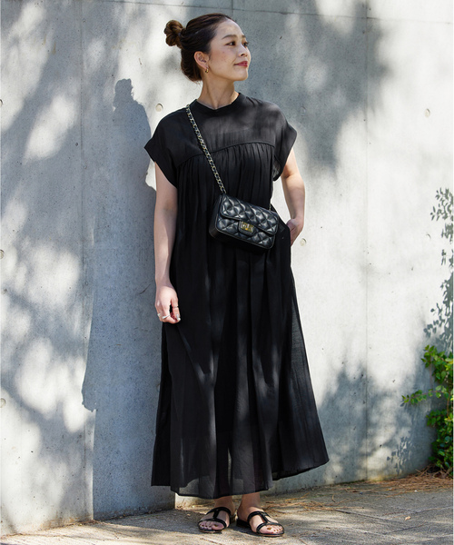 「B.C STOCK」 「Simplicite」半袖ワンピース FREE ブラック レディース_画像7