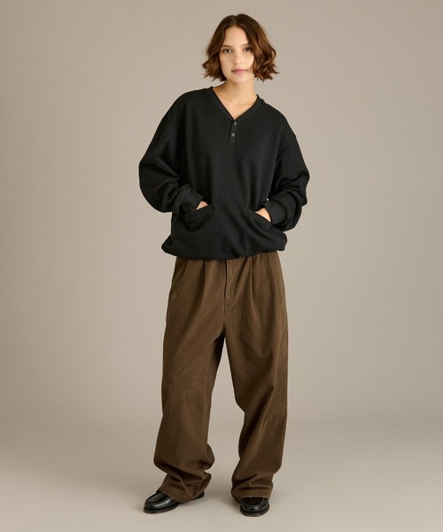 HOWIE clothing ヘンリーネック　スウェット　カーキ WETTEMPT トレーナー スウェット HENRY NECK SWEAT / ヘンリーネック