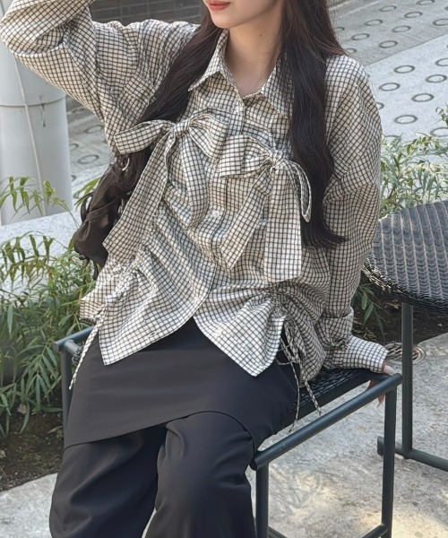 キムツネ様 nemne（ネンネ） ブラウス シャツ ドローギャザーシャツ レディース