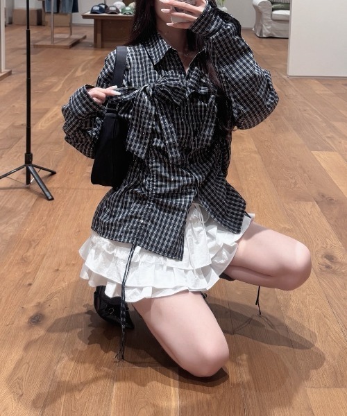 nemne（ネンネ） ブラウス シャツ ドローギャザーシャツ レディース