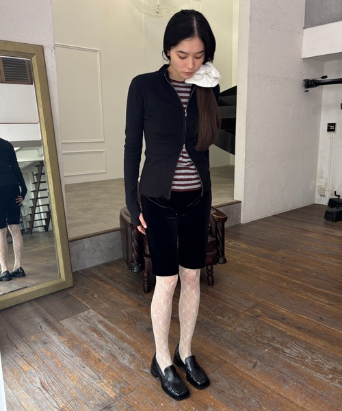 FUULLY STUDIO ハーフパンツ パンツ ベロアバイカーパンツ レディース
