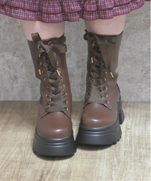 axes femme POETIQUE ブーツ ハトメ使いレースアップブーツ レディース