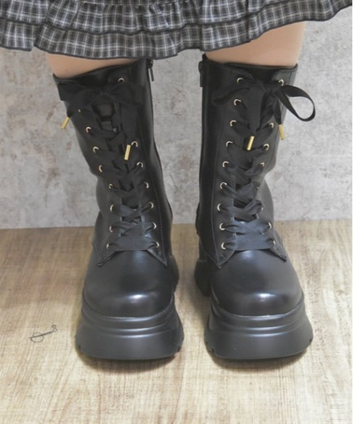 axes femme POETIQUE ブーツ ハトメ使いレースアップブーツ レディース