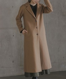 【美品】ザリラクス　メルトンチェスターコート　ウールロングコート　38サイズ slattgir（スラットジール） コート チェスターコート 高身長 ニット