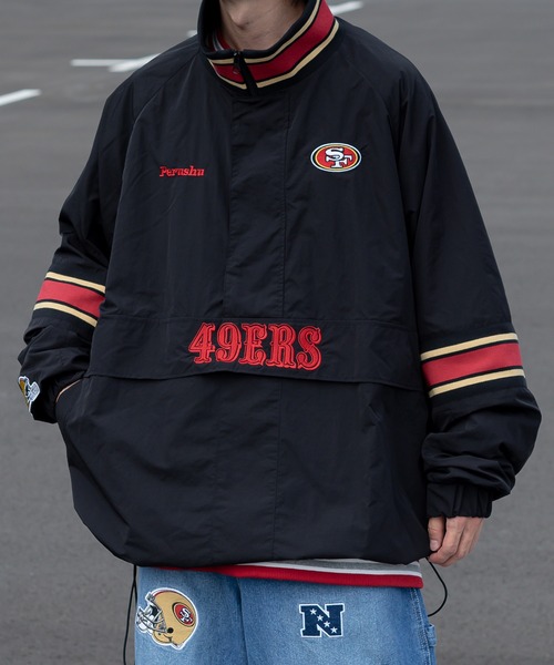 Perushu ナイロンブルゾン「NFLコラボ」 X-LARGE ブラック メンズ