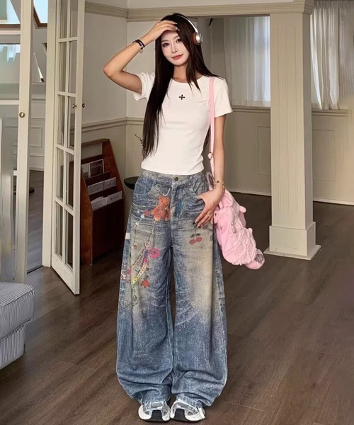 WESTSEA（ウエストシー） ワイドパンツ パンツ くま ＆ チェーン