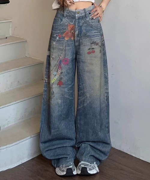 WESTSEA（ウエストシー） ワイドパンツ パンツ くま ＆ チェーン