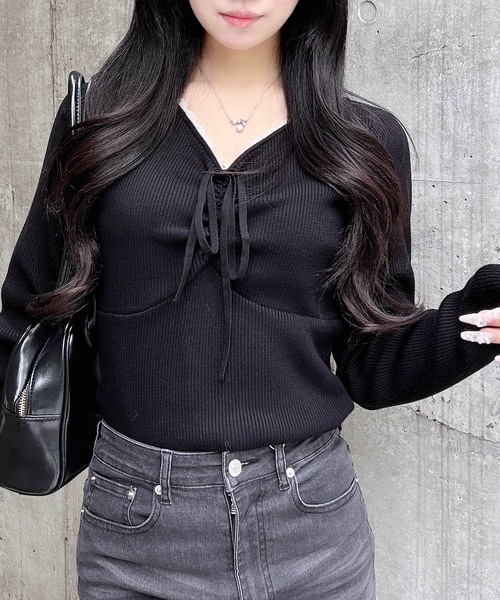 INGNI（イング） ニット セーター フロントギャザーニット レディース