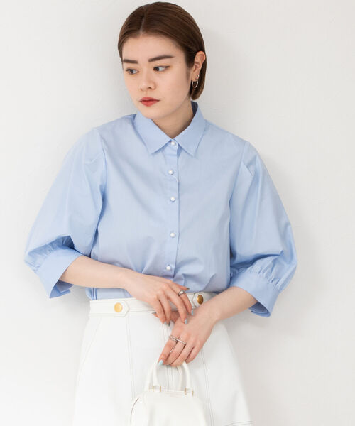 「NOLLEY'S」 7分袖シャツ 38 サックスブルー レディース_画像6