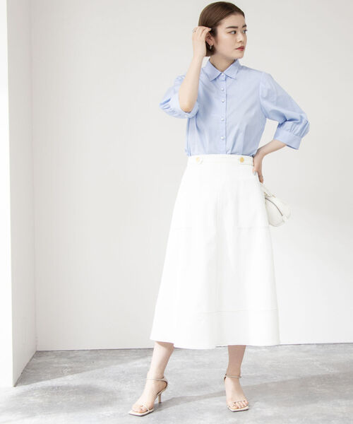 「NOLLEY'S」 7分袖シャツ 38 サックスブルー レディース_画像7
