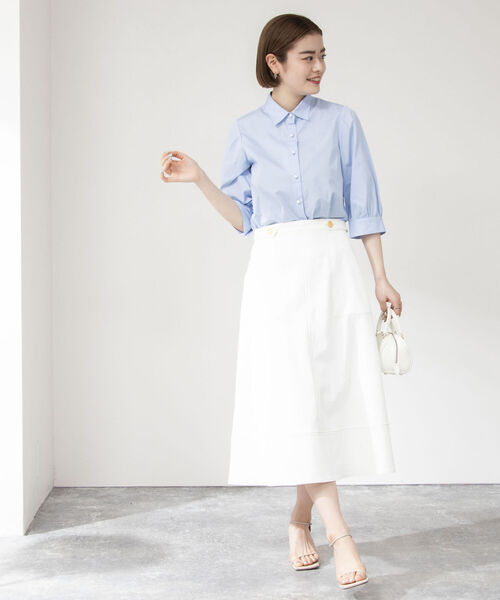 「NOLLEY'S」 7分袖シャツ 38 サックスブルー レディース_画像8