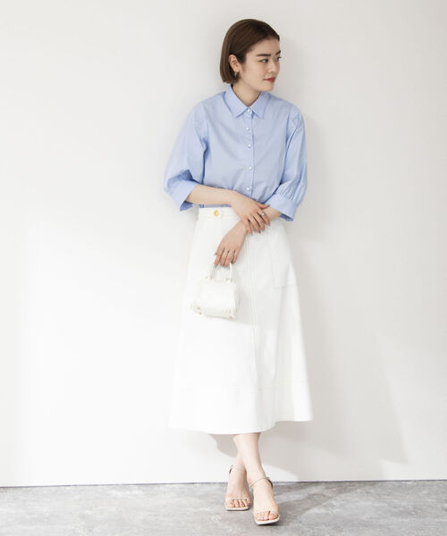 「NOLLEY'S」 7分袖シャツ 38 サックスブルー レディース_画像9