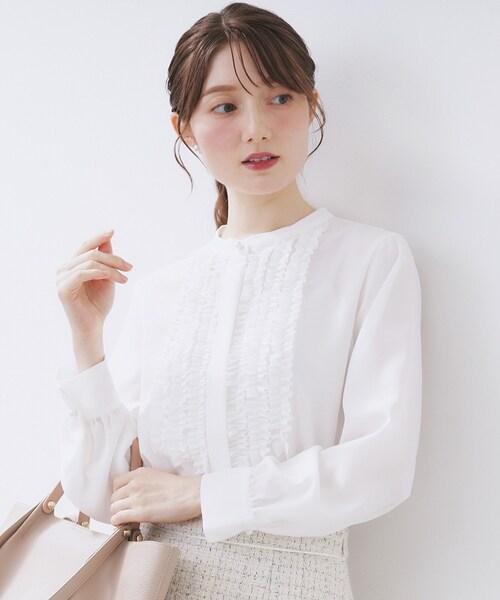 index（インデックス） ブラウス シャツ バンドカラーフリルブラウス